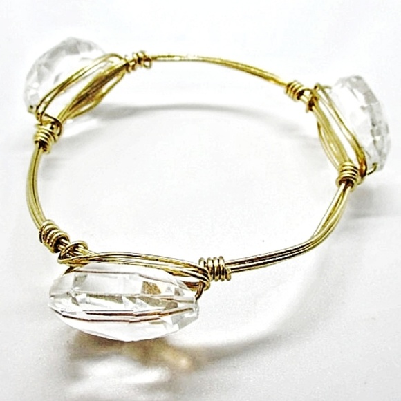 Clear Stone 14K Gold Wire Wrapped Bracelet - Picture 2 of 3